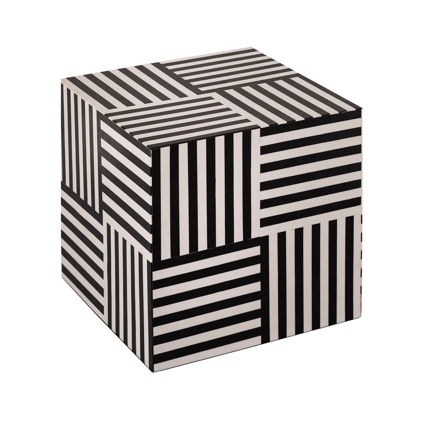 Cube Black and White Side Table