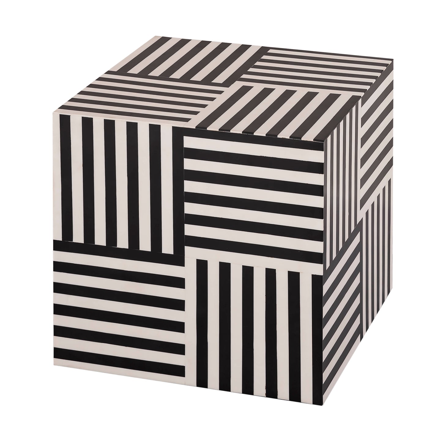 Cube Black and White Side Table