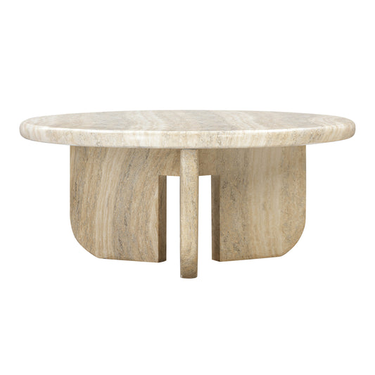 Patrizia Faux Travertine Concrete Indoor / Outdoor Round Coffee Table