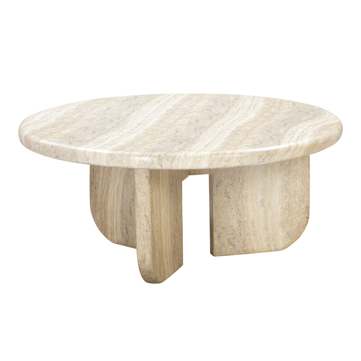 Patrizia Faux Travertine Concrete Indoor / Outdoor Round Coffee Table